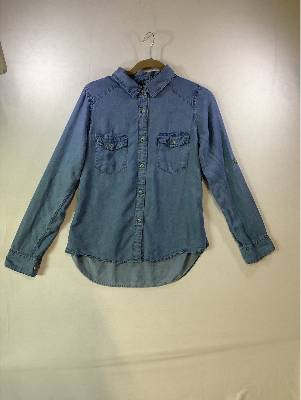 Miami Medium Blue Denim Button-Up Shirt with Embroidered Back Detail